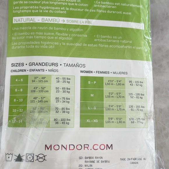 MONDOR footless tights size 10-12 - Picture 3 of 3